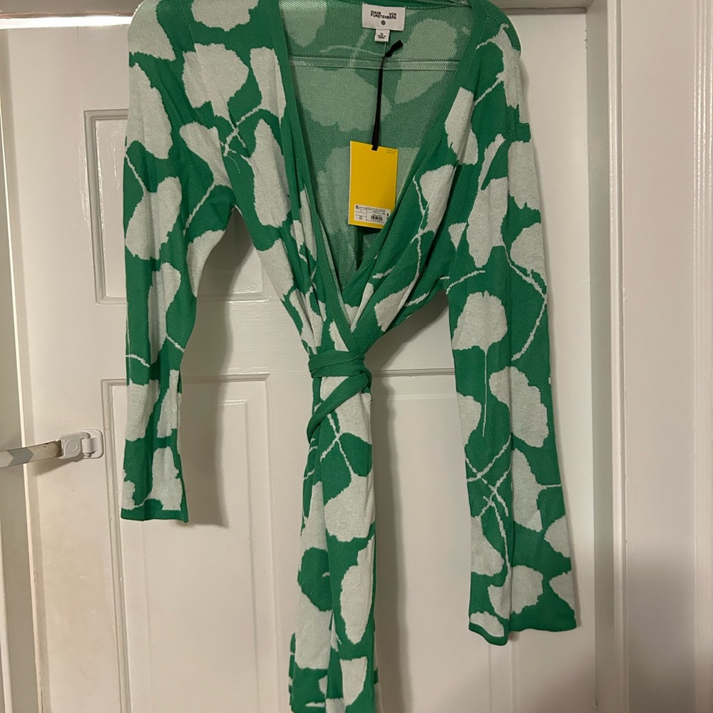 DVF x Target green floral wrap sweater